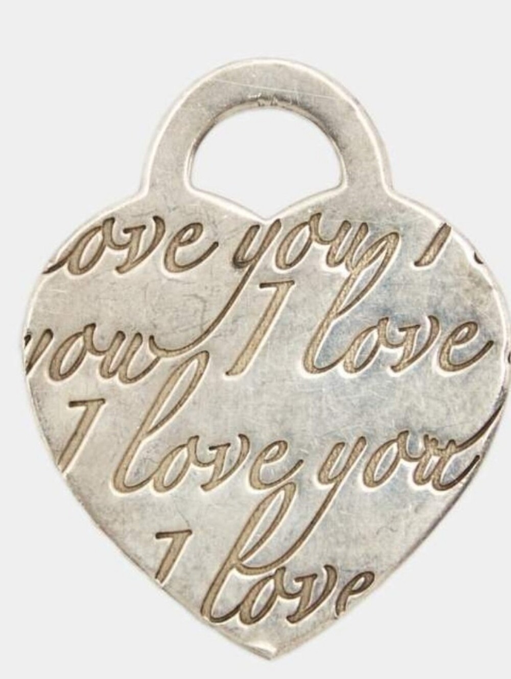 Tiffany & Co Sterling Silver Heart-Shaped "I Love You" Script Charm Pendant